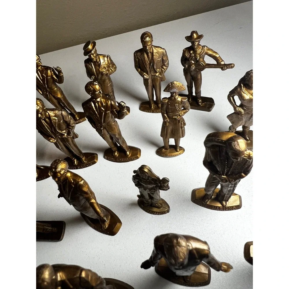 Vintage Mokalux Les Grandes Vedettes Lot 28 Gold French Celebrity Figures 1950s